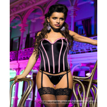 2 Sexy-Dessous Seduction Frauen Opake Sexy Bustiers Satin Pink Stripes Sex Unterwäsche Solid Black BEAUTYS LOVE BUSTIERS